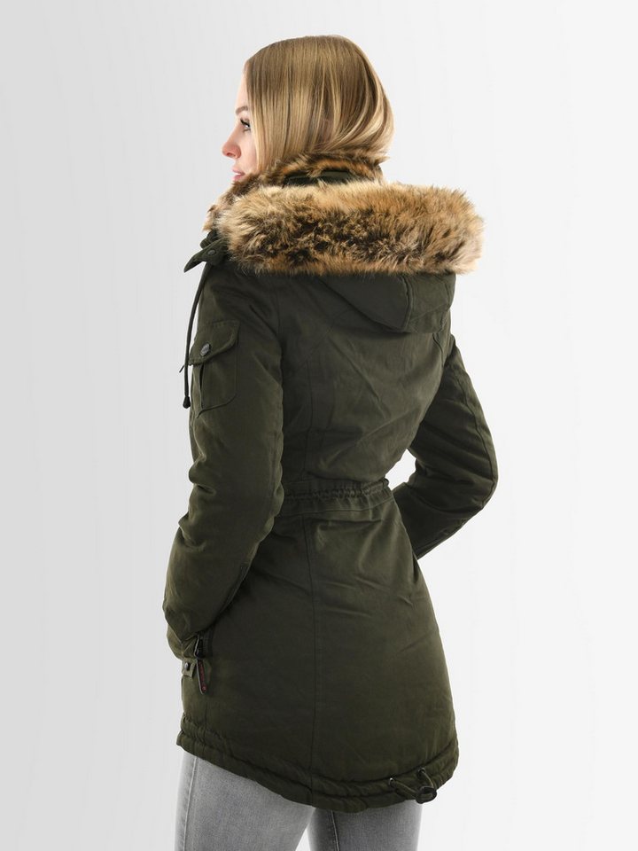 Navahoo Winterjacke Navahoo Daria Parka lang mit Kapuze – Baumwolljacke mit Kunstfell Warmer Parka mit abnehmbarer Kapuze und Kunstfellkragen – Bild 2 von 4