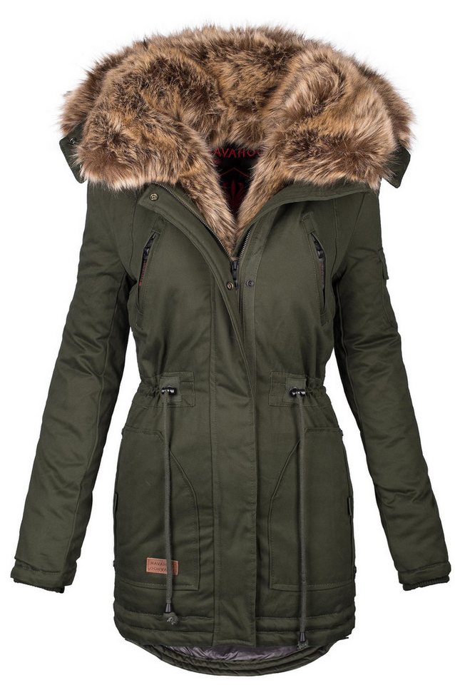 Navahoo Winterjacke Navahoo Daria Parka lang mit Kapuze – Baumwolljacke mit Kunstfell Warmer Parka mit abnehmbarer Kapuze und Kunstfellkragen – Bild 3 von 4