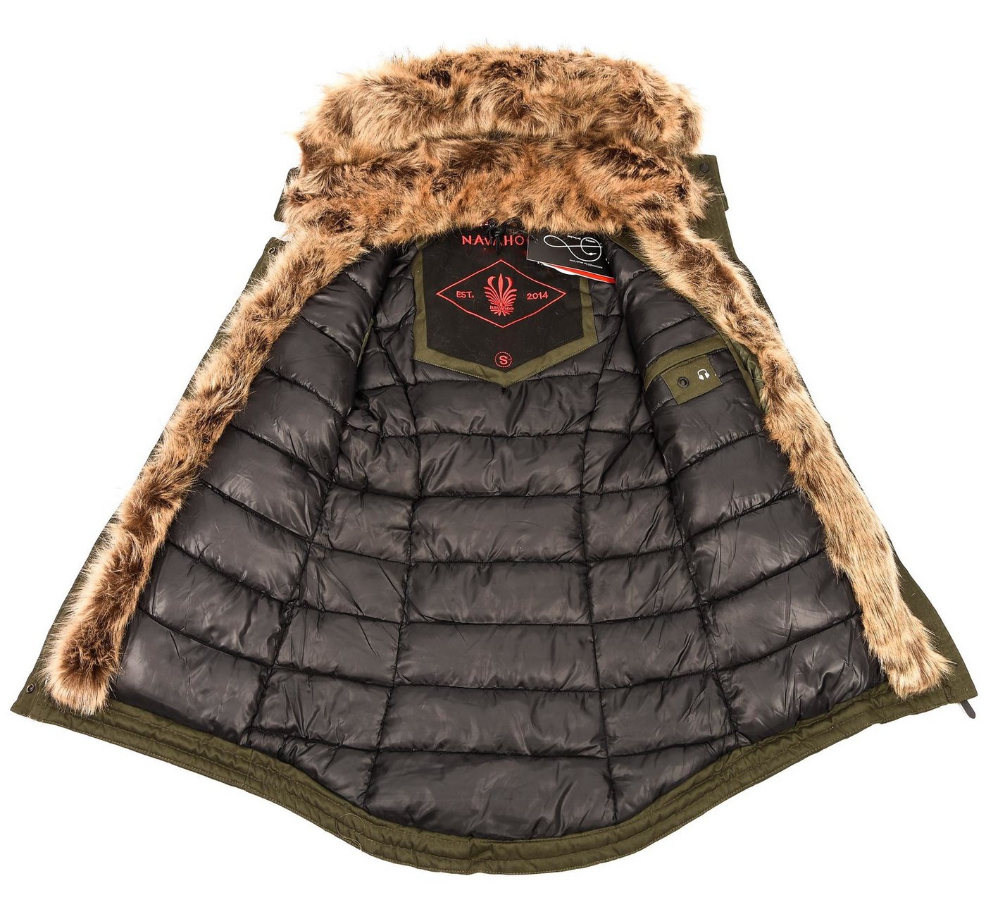 Navahoo Winterjacke Navahoo Daria Parka lang mit Kapuze – Baumwolljacke mit Kunstfell Warmer Parka mit abnehmbarer Kapuze und Kunstfellkragen – Bild 4 von 4