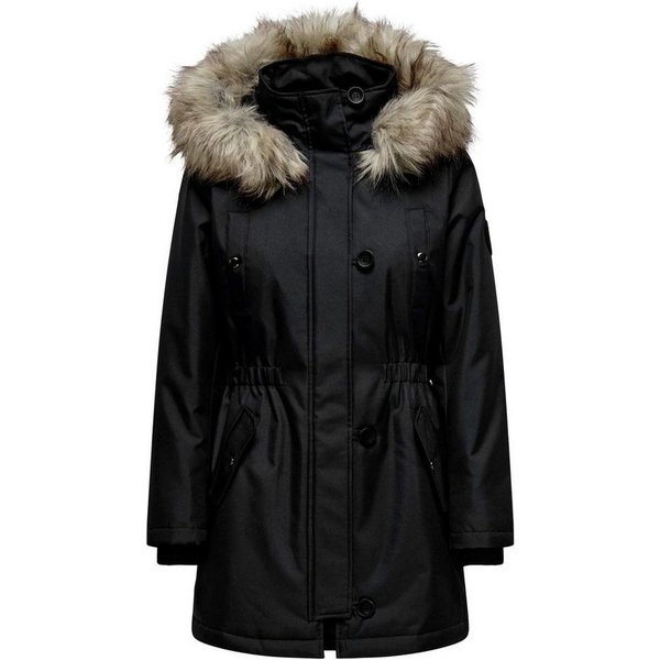 ONLY Winterjacke Only Damen Winter-Jacke OnlIris einfarbiger Parka Mantel Fellkapuze