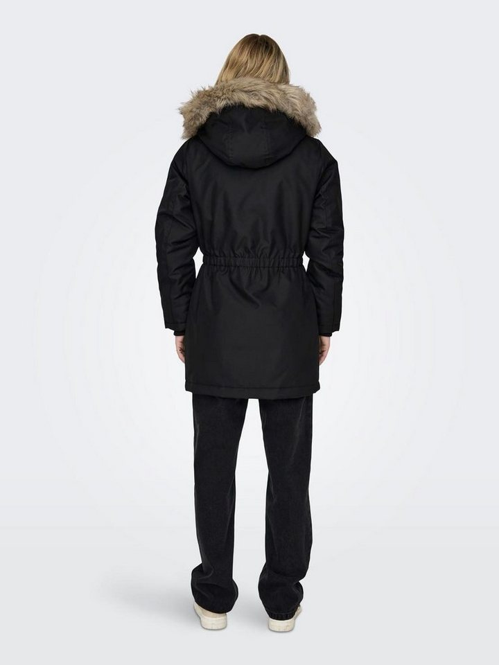 ONLY Winterjacke Only Damen Winter-Jacke OnlIris einfarbiger Parka Mantel Fellkapuze – Bild 4 von 5