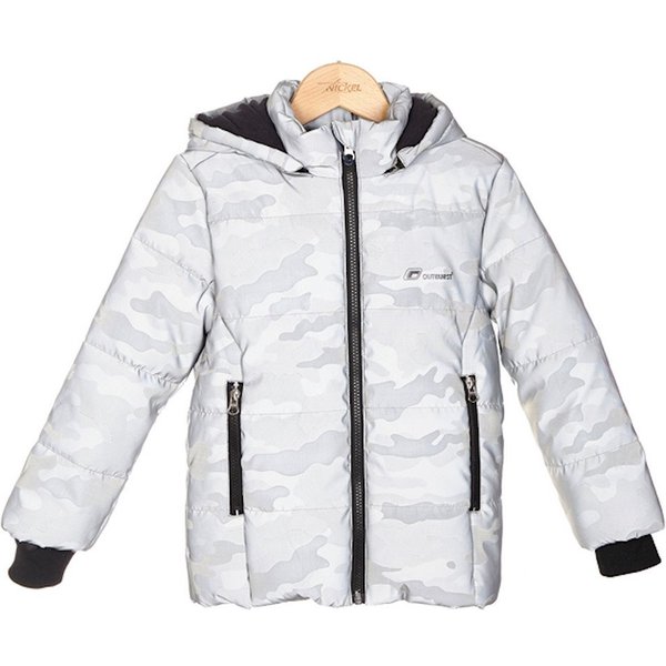 Outburst Winterjacke Outburst Mädchen Steppjacke Winterjacke reflektierend silber camouflag (1-St., kein Set)