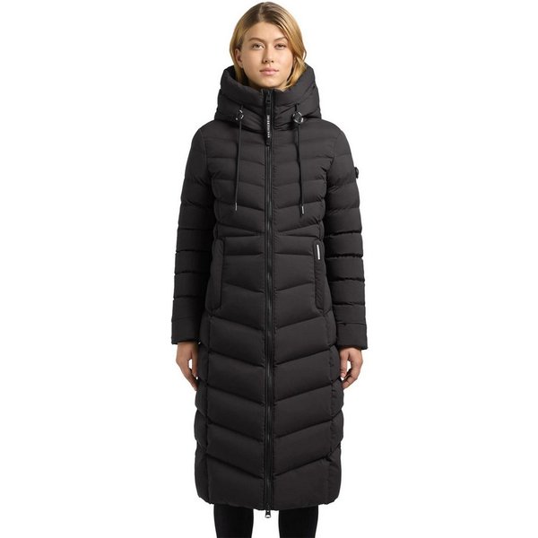khujo Wintermantel Khujo Ingram 6 Mantel, Langer Steppmantel mit Kapuze (1-tlg) elastisches Bündchen am Ärmelfutter