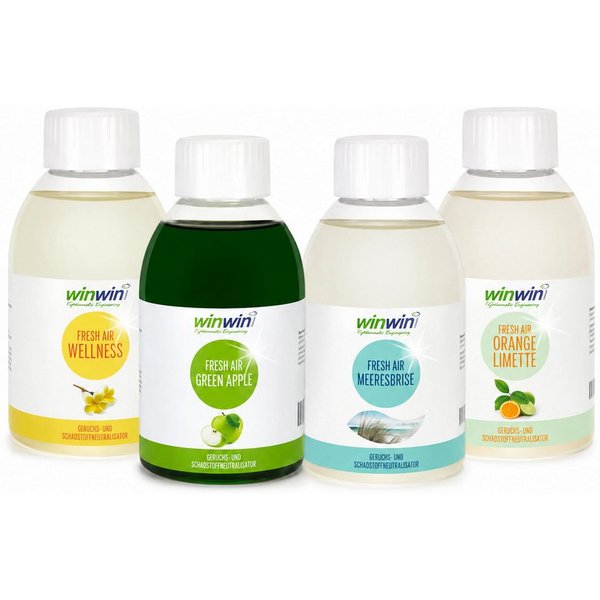winwinCLEAN Raumduft fresh AIR SET 4x 250ml: Raumluft-Deo, Luftreinigungs-Konzentrat (Spar Set, 4-St., fresh AIR 250ml Wellness I Green Apple I Meeresbrise I Or