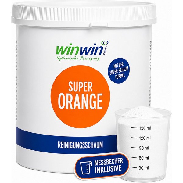 winwinCLEAN Super WC Schaum Universalpulver mit Messbecher Toiletten- Kalkreiniger Universalreiniger (1x Super Orange WC-Reiniger Universalschaum 1kg Entfernt U