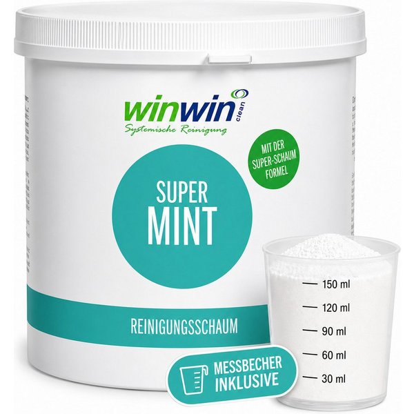 winwinCLEAN Super WC Schaum Universalpulver mit Messbecher Toiletten- Kalkreiniger Universalreiniger (1x Super Mint WC-Reiniger Universalschaum 1kg Entfernt Uri