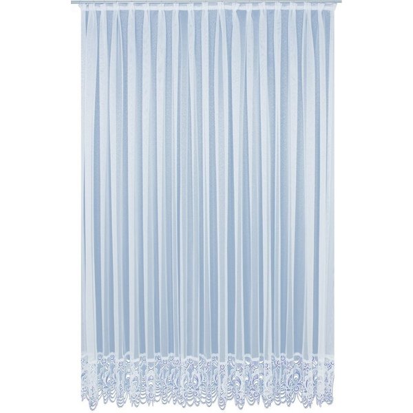 Wirth Gardine Elena (1 St), Faltenband, halbtransparent, Sablé, Store veredelt mit echter Plauener Spitze Stickerei, gerade