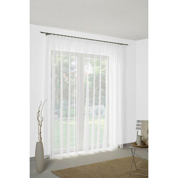 Wirth Gardine Manuela (1 St), Faltenband, halbtransparent, Voile, Store