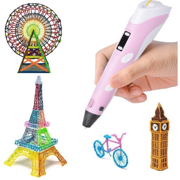 Wisam 3D-Drucker-Stift 3D Drucker Stift Set mit 3 Farben PLA Filament 1,75mm, Ergonomisch, einstellbare Geschwindigkeit, schnell heiß, Abschaltung