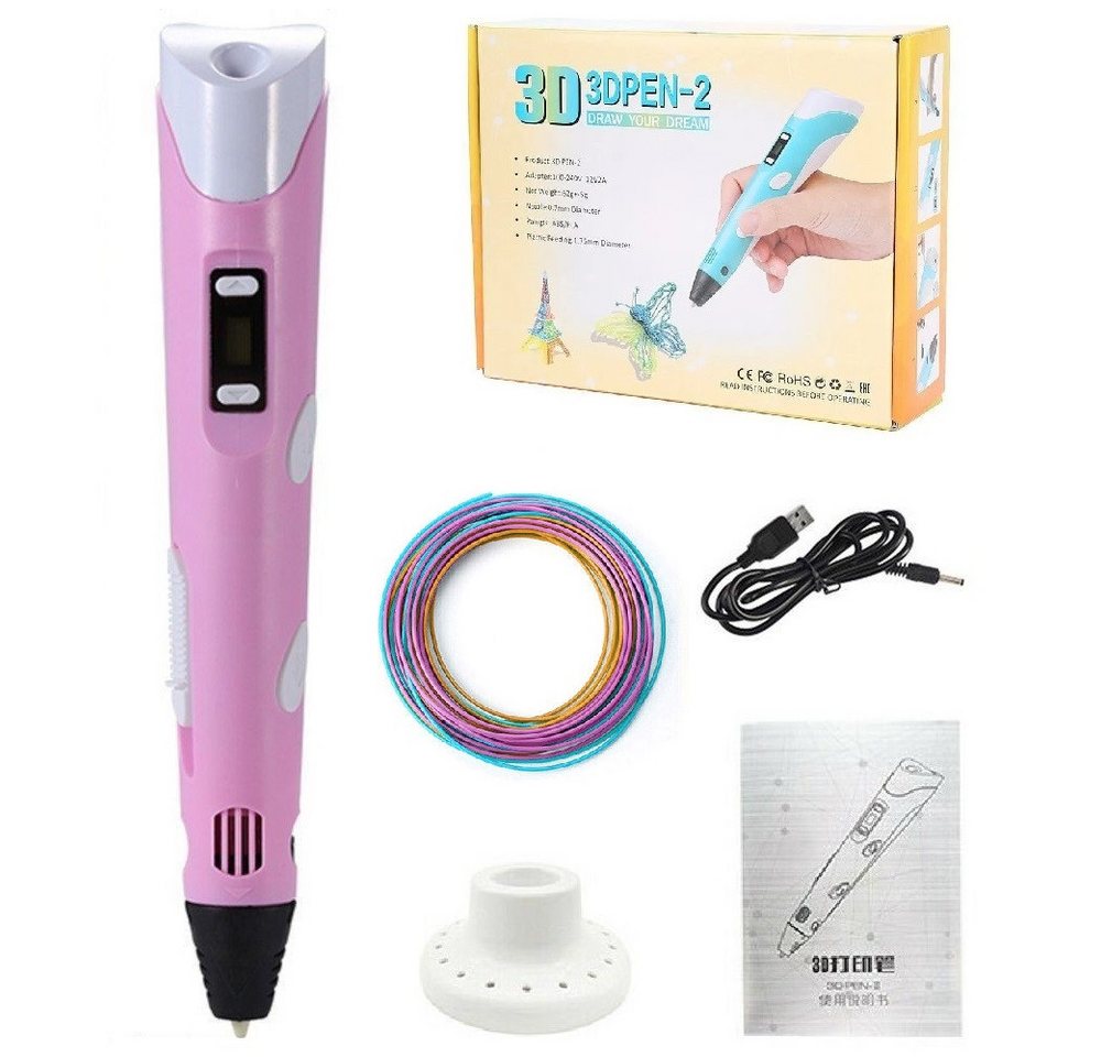 Wisam 3D-Drucker-Stift 3D Drucker Stift Set mit 3 Farben PLA Filament 1,75mm, Ergonomisch, einstellbare Geschwindigkeit, schnell heiß, Abschaltung – Bild 2 von 5