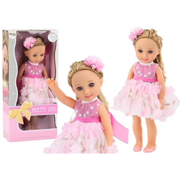 Wisam Lernspielzeug Puppe Rosa Kleid Langes Haar Haarnadelbürste 38cm