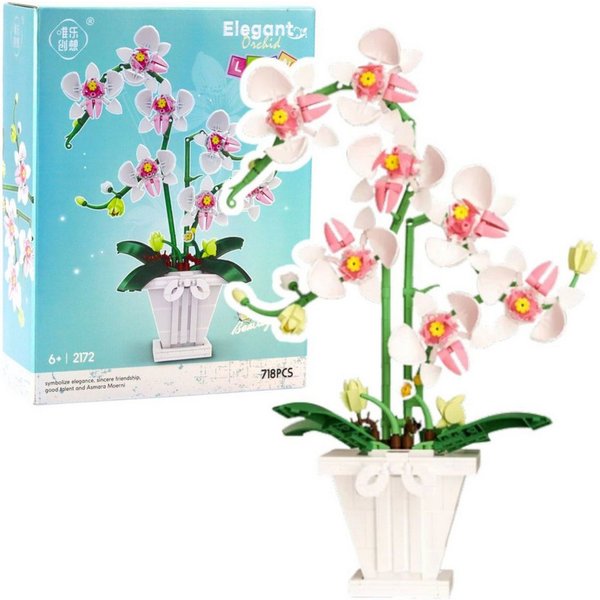 Wisam Orchideen-Bausteine Orchidee im Topf Rosa und Weiß 718 Stk. Spielbausteine