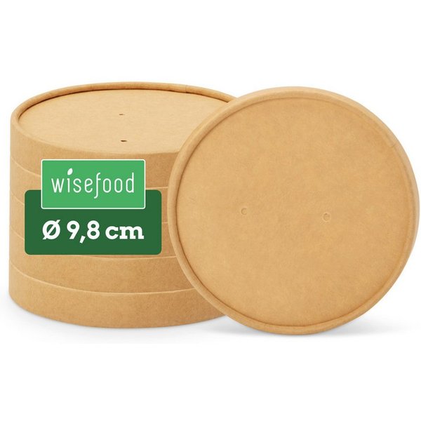 wisefood Einweggeschirr-Set 50-tlg., Bio-Pappdeckel für 200, 300 & 400 ml (50-tlg), Papier