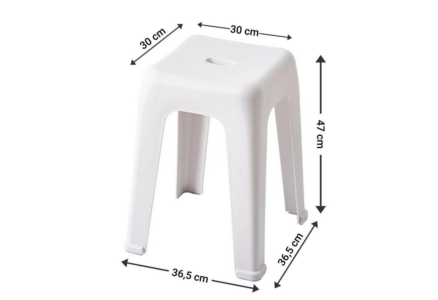 WITEN&NOCK Badhocker Duschhocker Sitzhocker Dusche Wohnzimmer Stuhl aus Kunststoff – Bild 4 von 5