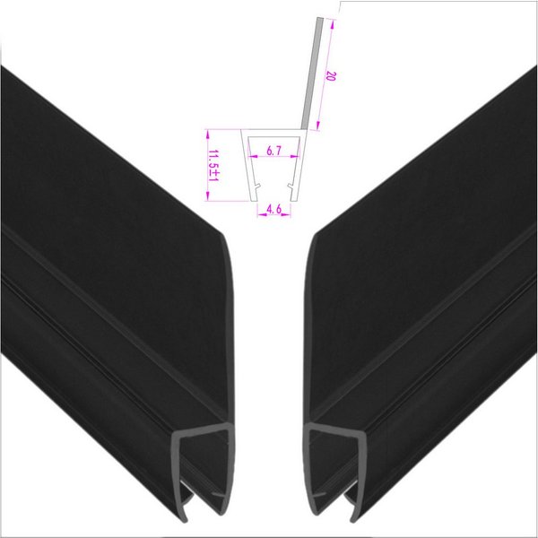 WITEN&NOCK Duschdichtung 2er Set schwarze Ersatzdichtung mit extra langer Dichtfahne 5-6mm, L: 50 cm, (2-St)