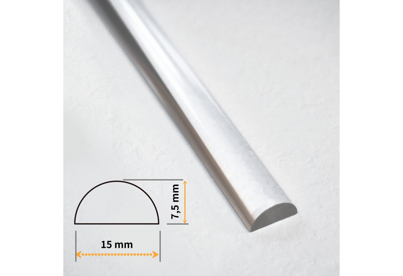 WITEN&NOCK Duschdichtung Acryldichtung Acrylstab Wasserabweiser Halbrundstab Schwallschutz, L: 80 cm, L: 80 - 200 cm – Bild 3 von 4