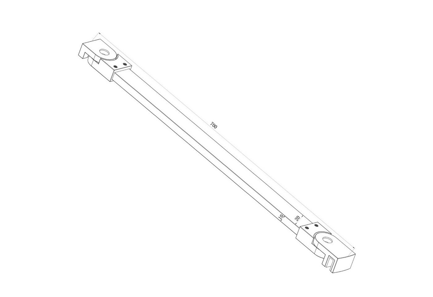 WITEN&NOCK Duschwand-Stabilisationsstange 70 cm Stabilisationsbügel mit 180° Drehgelenk Haltestange 6 -10 mm – Bild 3 von 4