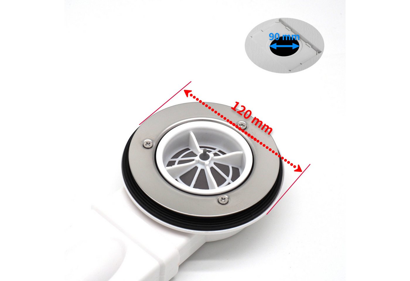 WITEN&NOCK Duschwanne Superflach Duschtasse mit Edelstahl Abflussrinne mit Ablaufgarnitur, quadratisch, SMC, Anti-Rutsch – Bild 5 von 5