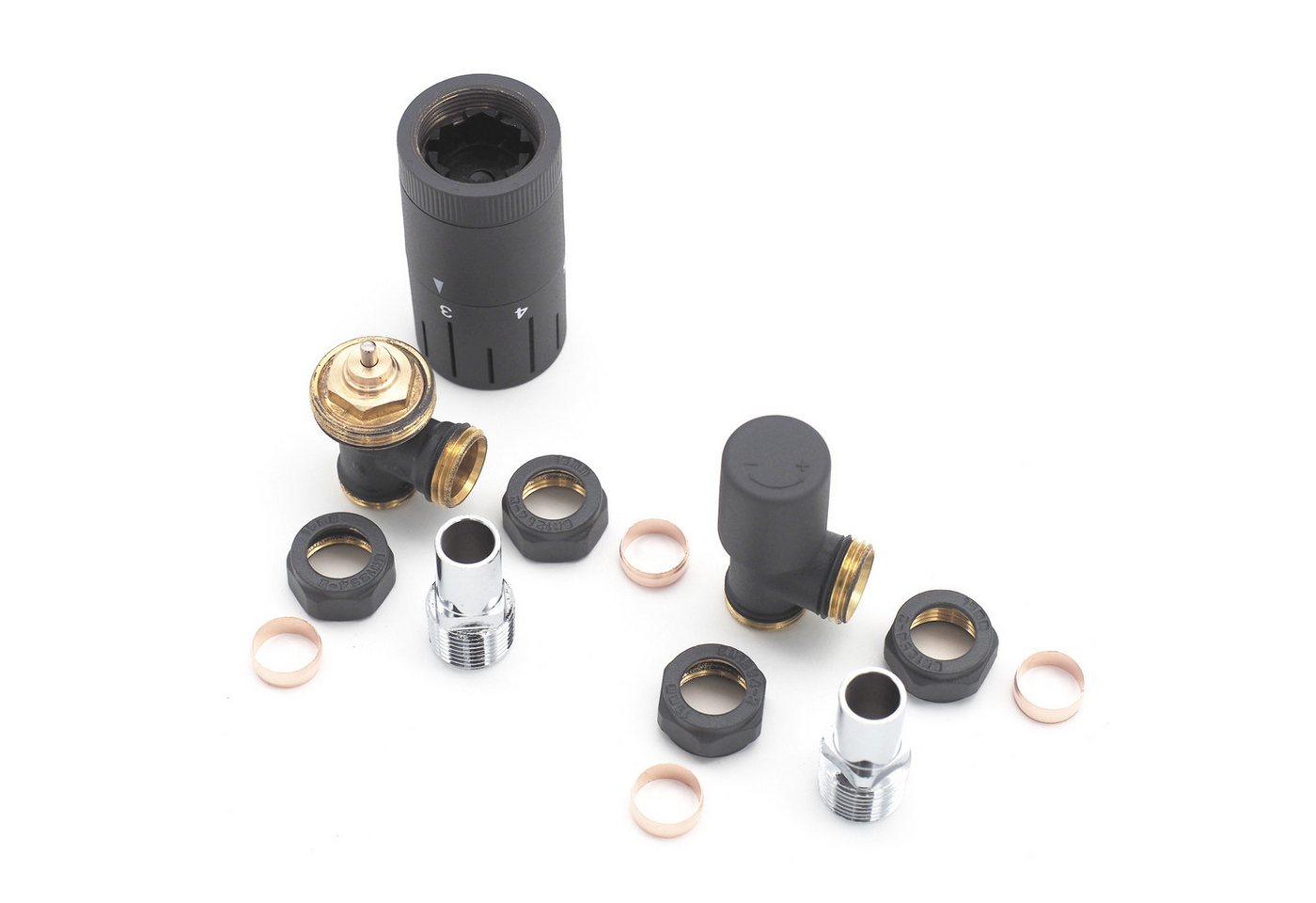 WITEN&NOCK Heizkörperthermostat VentileThermostatventile Set 1/2'' für Heizung Seitenanschluss – Bild 4 von 5