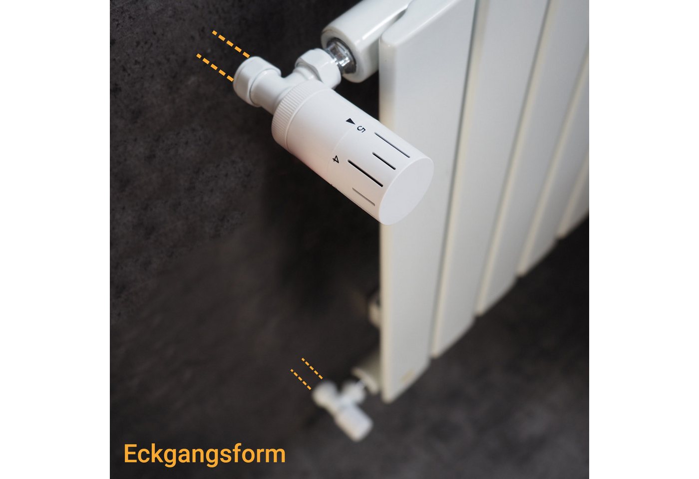 WITEN&NOCK Heizkörperthermostat VentileThermostatventile Set 1/2'' für Heizung Seitenanschluss – Bild 2 von 5