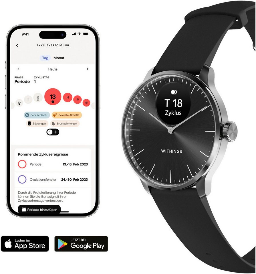 Withings ScanWatch Light 37mm RoseGold, Akku bis 35 Tage, 50 M Wasserdicht Smartwatch (0,63 Zoll, HealthSense OS), Leicht, elegant, langlebig, hybride, für tägl – Bild 2 von 5