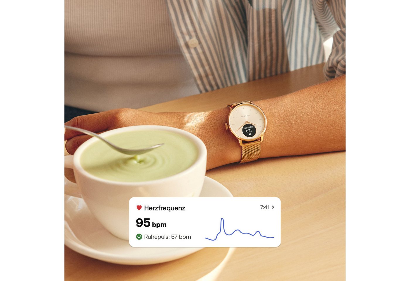 Withings ScanWatch Light 37mm RoseGold, Akku bis 35 Tage, 50 M Wasserdicht Smartwatch (0,63 Zoll, HealthSense OS), Leicht, elegant, langlebig, hybride, für tägl – Bild 4 von 5