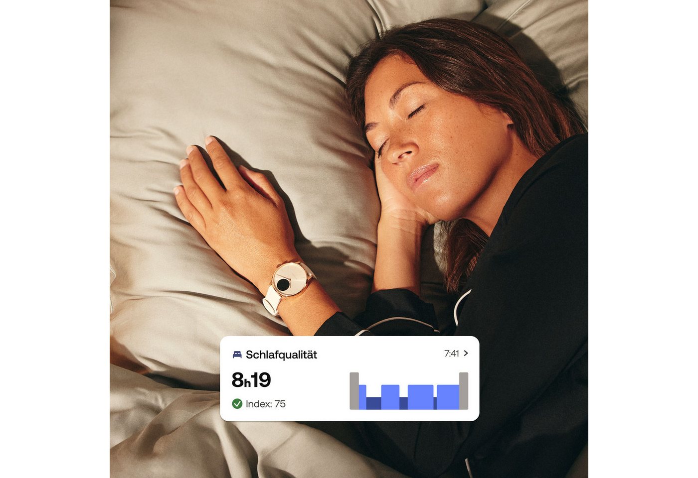 Withings ScanWatch Light 37mm RoseGold, Akku bis 35 Tage, 50 M Wasserdicht Smartwatch (0,63 Zoll, HealthSense OS), Leicht, elegant, langlebig, hybride, für tägl – Bild 5 von 5