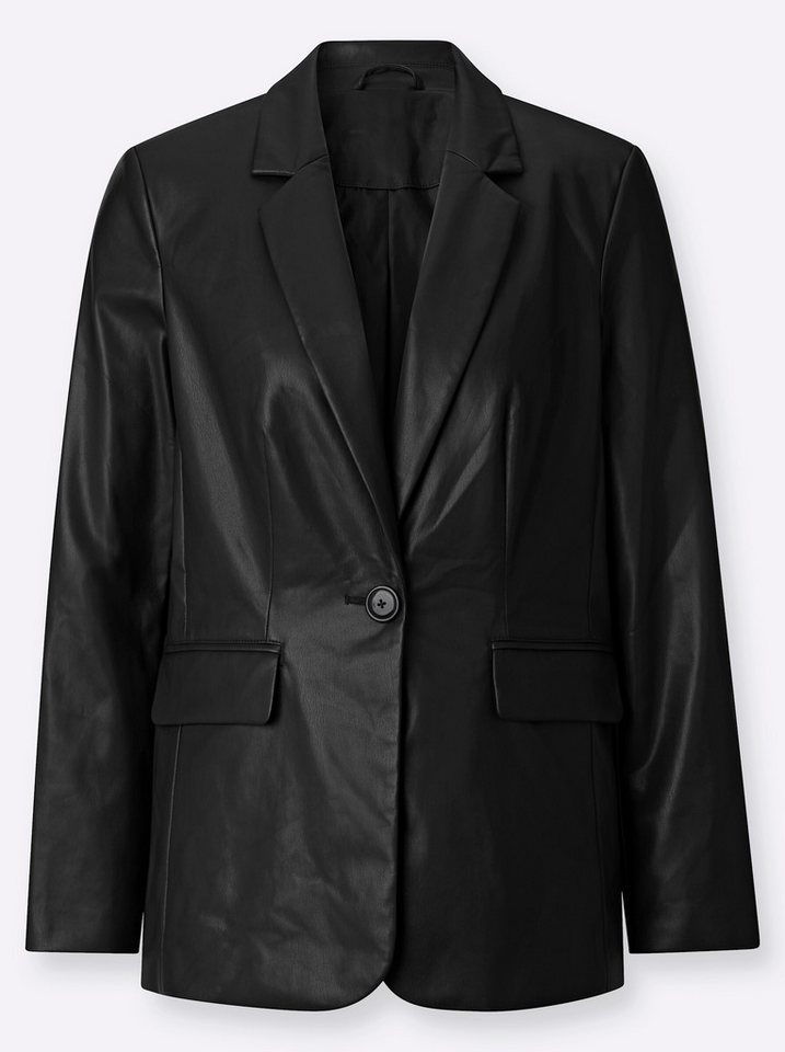 Witt Blusenblazer Lederimitat-Blazer Langarm – Bild 3 von 5
