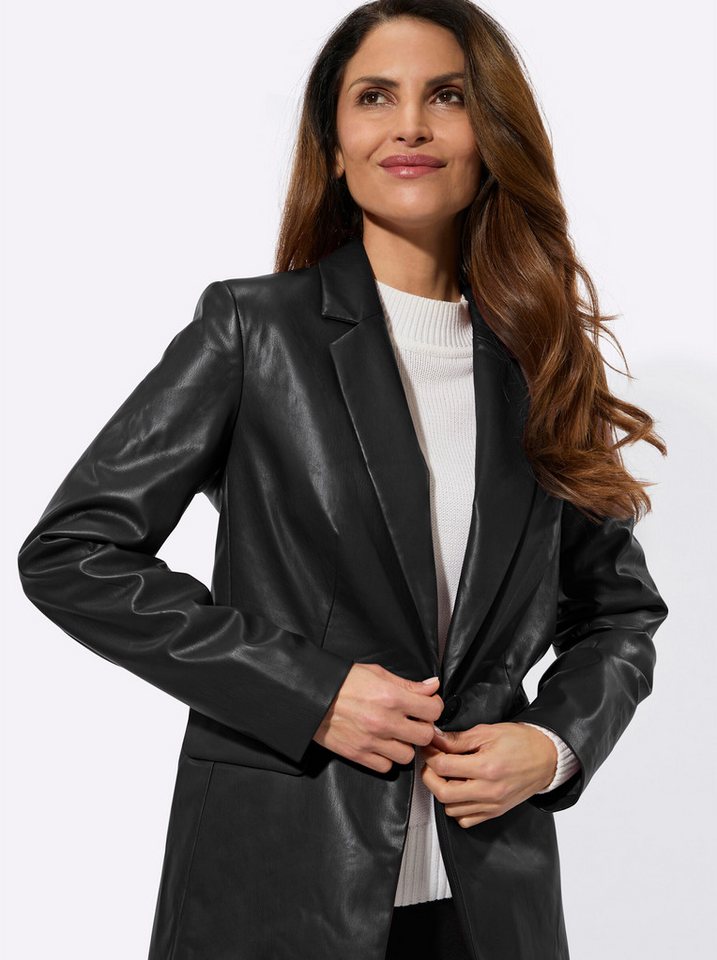 Witt Blusenblazer Lederimitat-Blazer Langarm – Bild 4 von 5
