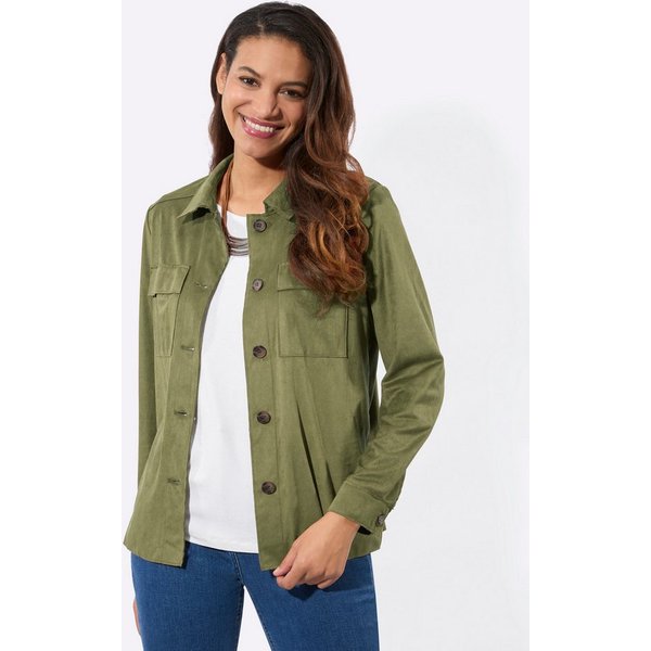 Witt Blusenblazer Lederimitat-Blazer Langarm