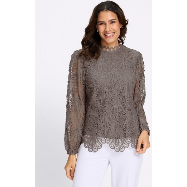 Witt Klassische Bluse Spitzen-Bluse Langarm