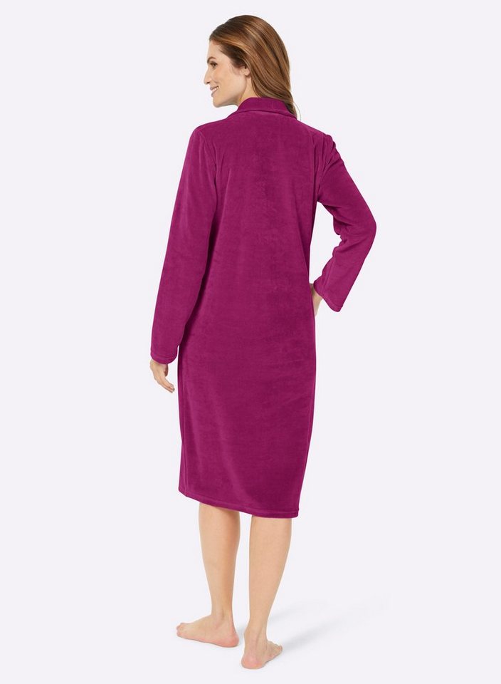 Witt Morgenmantel Morgenmantel Langarm, Baumwolle, Reißverschluss, Nicki – Bild 2 von 4