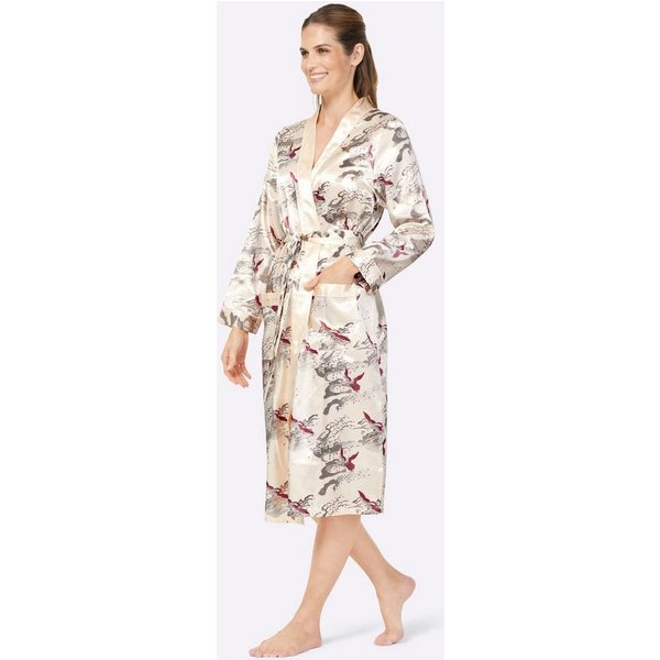 Witt Morgenmantel Morgenmantel Langarm, Polyester, Bindeband, Satin