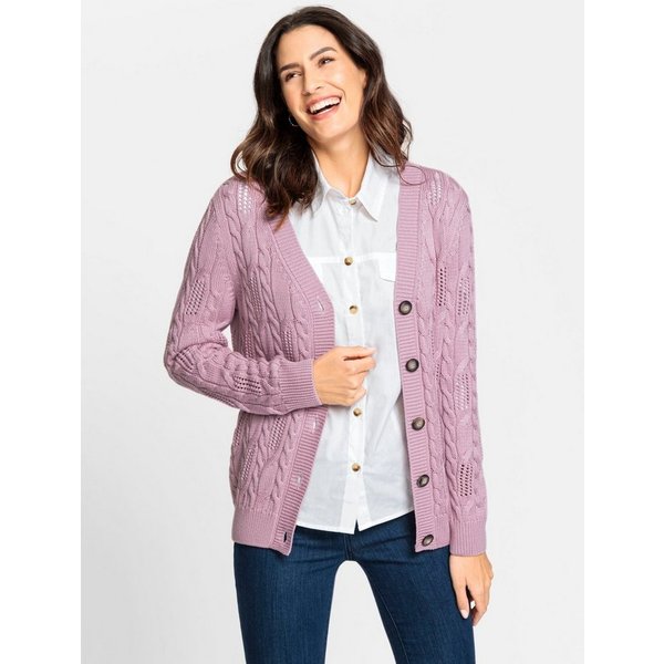 Witt Strickjacke Strickjacke Langarm Ajourstrick, Zopfmuster