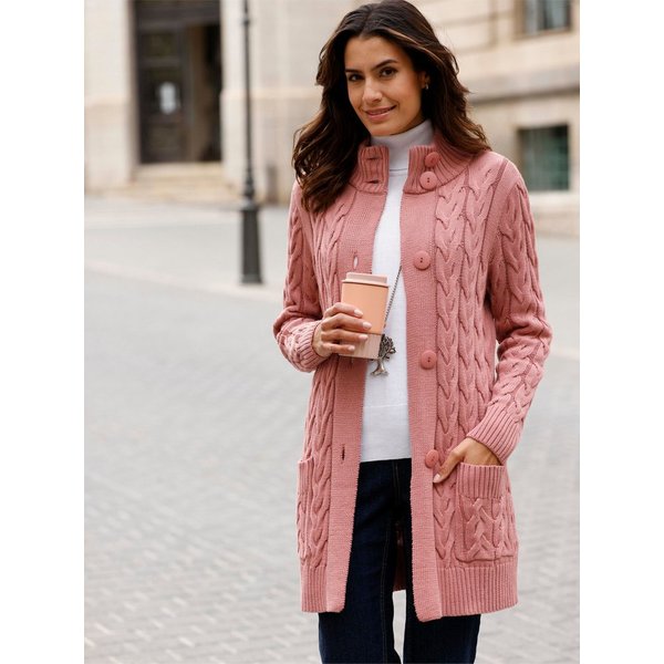 Witt Strickjacke Long-Strickjacke Langarm Zopfmuster