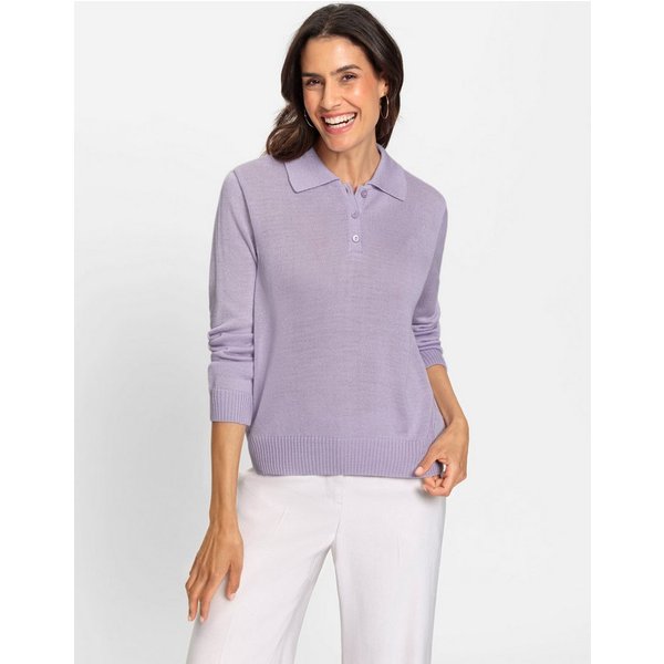 Witt Strickpullover Polopullover Langarm Jersey, Materialmix