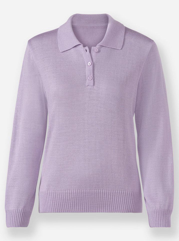 Witt Strickpullover Polopullover Langarm Jersey, Materialmix – Bild 3 von 3