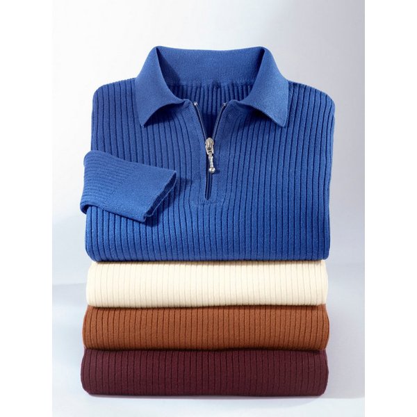 Witt Strickpullover Polopullover Langarm Ripp