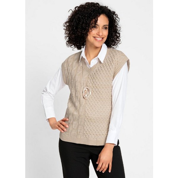 Witt Strickpullover Pullunder Ärmellos Zopfmuster
