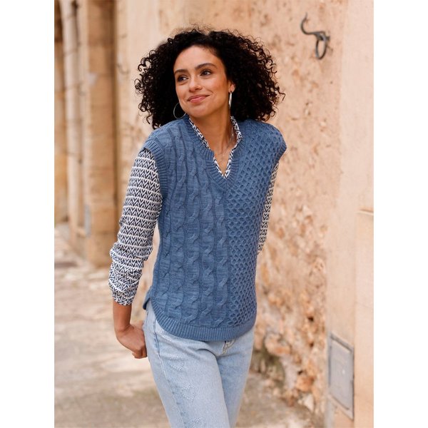 Witt Strickpullover Pullunder Ärmellos Zopfmuster