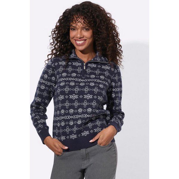 Witt Strickpullover Troyer Langarm Jacquard