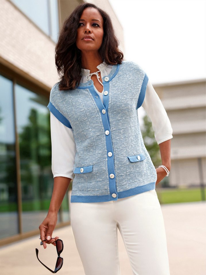 Witt Strickweste Bouclé-Weste Kurzarm Bouclé – Bild 5 von 5