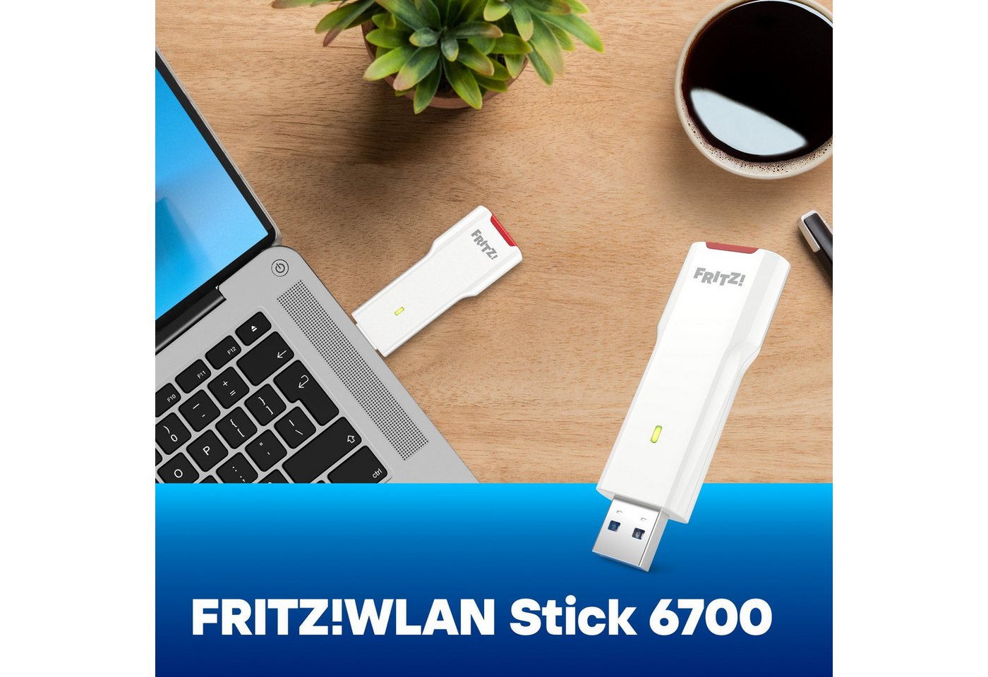 Fritz! WLAN-Stick FRITZ!WLAN Stick 6700, Wi-Fi 7 Tri-Band bis 6.448 MBit/s, MLO, WPA3, inkl. USB-C-Adapter – Bild 5 von 5