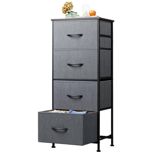 WLIVE Kommode Kommodenschrank, Sideboard mit 4/5 Schubladen, 40/120×30×98 cm, Metallrahmen, verstellbare Füße für Schlafzimmer/Flur