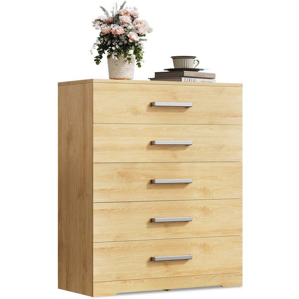 WLIVE Kommode mit 4/5 Schubladen, Moderne Schubladenkommode (Packung, Modernes Sideboard mit 5 Schubladen und 4 Fächern, Breite 75 cm), Vielseitiger Schubladens