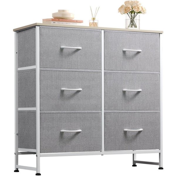 WLIVE Kommode mit 6 Schubladen aus Stoff, Holzplatte, (Breit 80 cm, moderne Kommode, 6), für Wohnzimmer, Schlafzimmer
