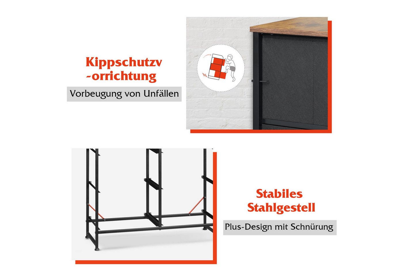 WLIVE Kommode mit 6 Schubladen aus Stoff, Holzplatte, (Breit 80 cm, moderne Kommode, 6), für Wohnzimmer, Schlafzimmer – Bild 4 von 5