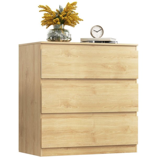 WLIVE Kommode Schubladenkommode mit 3 Schubladen, Sideboard, Breit 70,8 cm, Modernes Design ohne Griffe, Mehrzweckschrank für Schlafzimmer, Büro