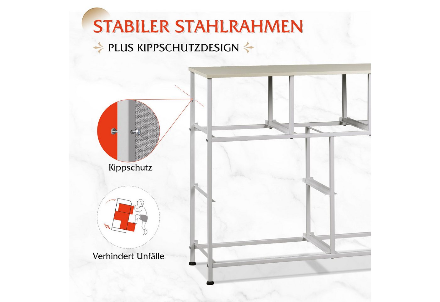 WLIVE Kommode Schubladenkommode mit 7 Stoffschubladen, (stabiler Stahlrahmen & Holzplatte), Breit 100cm, moderne Kommode für Wohnzimmer, Schlafzimmer, Flur & Bü – Bild 5 von 5