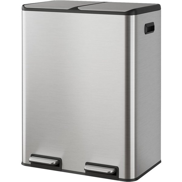 WLIVE Mülleimer Küche 30/60L (2x15/30L), Doppel-Mülleimer mit 2 Fächern, Edelstahl, für Küche & Haushalt